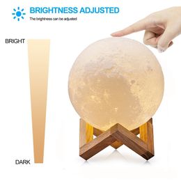 Party Supplies Luna Moon Lamp Night Light 3D Printed Lunar Moonlight Lamp LED Dimmable Touch Bedside Table Desk-Lamp