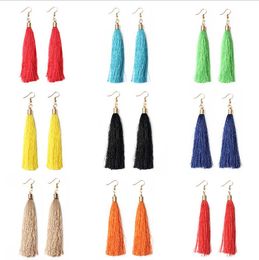 Long Tassel Fringed Dangle Earrings for Pierced Ear Women Bohemian Style Polupar Jewellery Mixed Colours Wholesale