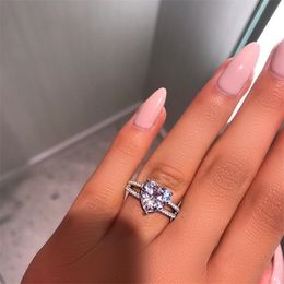 Drop Shipping Handmade Fashion Jewellery 925 Sterling Silver Pear Cut White Topaz CZ Diamond Popular Women Wedding Bridal Ring Gift Size 5-12