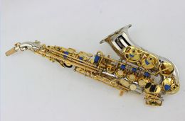 MARGEWATE Small Curved Neck Nickel Plated Body Gold Lacquer Key Soprano Saxophone B Flat Brass Sax Instruments With Mouthpiece