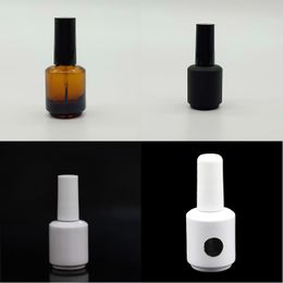 15ml Black Frost White Empty Nail Polish Glass Bottle 1/2oz nail enamel Containers glass bottle with brush cap F2744