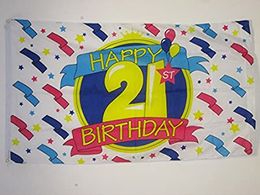 Happy 21th Birthday Flag 90x150 cm 3x5FT Printing polyester Indoor Outdoor Decoration Flag With Brass Grommets Free Shipping