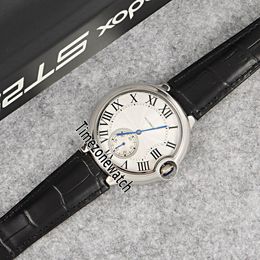 New 42mm Steel Case Silver Dial Big Roma Mark Automatic Mens Watch Black Leather Sports Watches High Quality Cheap For Timezonewatch E49a1