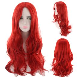 Cosplay Wig Red White Colour Curly Natural Wave Gradient Hair