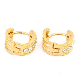 Yellow Gold Filled Hinged Huggie Hoop Stud Zircon Earrings Gold Earrings