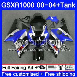 +Tank For SUZUKI GSX R1000 GSXR1000 2000 2001 2002 2003 2004 299HM.44 GSXR-1000 K2 GSX-R1000 K3 GSXR 1000 01 02 03 04 Blue silvery Fairing