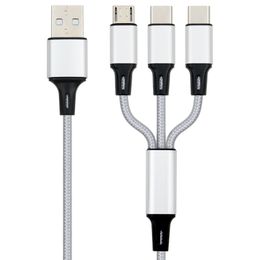 1.2M USB Charger Charge Cable 3 In 1 Micro Type C Nylon Braided USB Charging Phone Cables for Smartphones