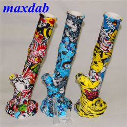 Silicone Bongs hookah heady water pipe catcher bowl watertransfer printing glass bong dab rigs pipes