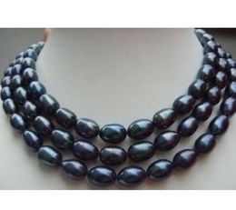 49inch Beaded Necklace 11-13mm South Sea Black Baroque Pearl Necklace 14k Gold Clasp