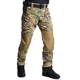 Moda para hombre Nueva Escalada Pantalones Capris táctico impermeable al aire libre de camuflaje Multi-bolsillo del pantalón de entrenamiento del equipo del Ejército tamaño S-3XL