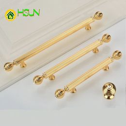 2Pcs Golden handle lengthens high-end light luxury European-style modern simple wardrobe door cabinet crystal drill round handle
