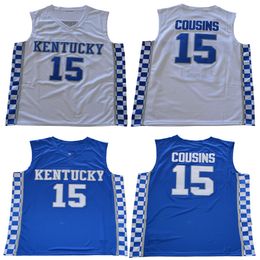Men 15 DeMarcus Cousins Custom Kentucky Wildcats college jerseys blue white customize university basketball wear adult size stitched jersey