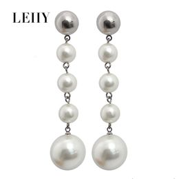 Fashion-Silver/Gold Color Long Drop Earrings With White Simulated-Pearl Dangle Earings Fashion Jewelry Aretes De Mujer