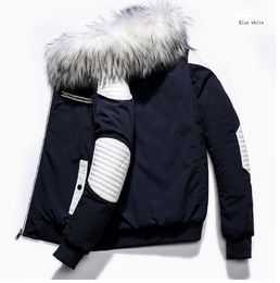 Fashion Fur Collar Mens Panelled Cotton Jacket High Quality Long Section Thick Males Coat Winter Hooded Coats 3 Colour M-2XL