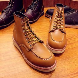 Designer-le Boots Man Wing Warm Outdoor Work Martin Cowboy Motorcycle Heel Male Lace-up Y87566