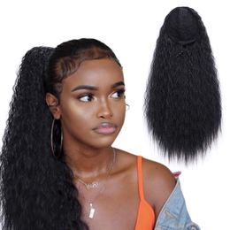 Human Hair Ponytail 10-22 inch Kinky Straight Curly Hair Ponytail Extensions With Two Plastic Combs More Colours Available