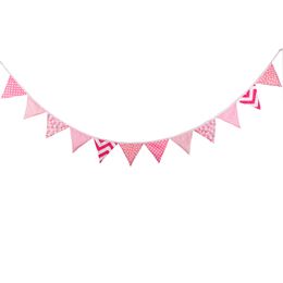 10.8 Feet Flag Banner Pennant Flag Garlands Fabric Triangle Flags Double Sided Vintage Cloth Shabby Chic Decoration for Birthday Parties S1