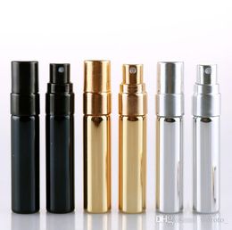 200pcs 5ml UV Gold Silver Black Perfume Atomizer Empty Travel Bottle Parfum Women Pocket Spray Refillable Glass Bottles