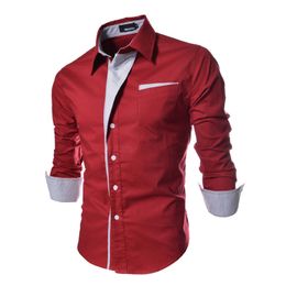 Hirigin 2019 Luxury Men Stylish Casual Shirt Slim Fit Shirt Long Sleeve Formal Blouse