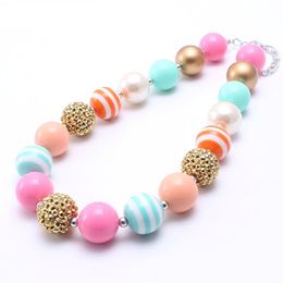 Pretty Color Fashion Baby Kid Chunky Necklace Best Gift New Design Bubblegume Bead Chunky Necklace Jewelry For Baby Kid Girl