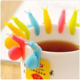 New Arrival Candy Colours Cute Snail Shape Silicone Tea Bag Holder Cup Mug Tea Bag Clip Gift Set 460pcs