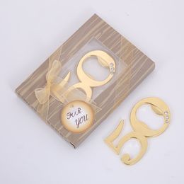 10pcs/lot Free shipping Two styles 50th Design gold beer bottle opener Number 50 opener For wedding Anniversary Birthday gifts