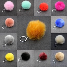 Imitate Rabbit Fur Ball Keychain Pom Pom Car Key Holder Handbag Key Ring 3.15 Inch Bags Keyfob Bag Fashion Accessories