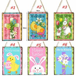 Easter flag Cross hanging Craft Happy Easter Bunny Hanging Ornament Wall Door Porch Pendant Easter Decoration 6style T2I5732