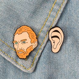 Vincent van Gogh Ear Enamel Pin Historical Painter Badge brooch Lapel pin Shirt bag Collar Artist Jewelry Gift for Friends