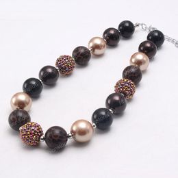 Leopard Beads Kid Chunky Necklace Red Gold Colour Girl Bubblegum Chunky Beads Necklace Jewellery For Children