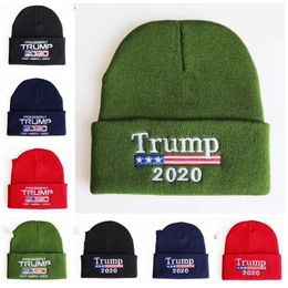 Keep America Great Winter Skullies Caps Trump 2020 Beanie Donald Re-Election Knit Hats Embroidery USA Flag Cap Beanies Ski Hat AZYQ6556