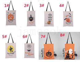 New Halloween Gift Bags Cotton Canvas Hand Bags For Pumpkin Devil Spider Printed Halloween Candy gift Sack Bags DC847