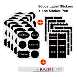 96pcs Jar Stickers Kitchen Label Sticker Waterproof Storage Organizer Bottles Jam Blackboard Jars Spices Tags Stickers Labels Wall Stickers
