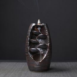 3 Colours Backflow Incense Burner Ceramic Aromatherapy Furnace Lotus Smell Aromatic Home Office Incense Crafts Incense Holder Home Decoration