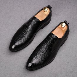 Trendy Fashion New Men Pointed lace up Oxfords Casual Flats formal Shoes Male Homecoming Dress Wedding Party Prom s