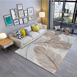 Simple modern feather living room rugs bedroom carpet children's bedside model window mat floor 3d mat rainbow rug