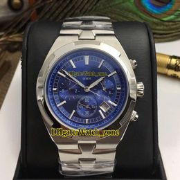 Cheap New 42mm Overseas 5500V/110A-B148 Blue Dial Automatic Mens Watch Stainless Steel Bracelet High Quality Gents Sport Watches