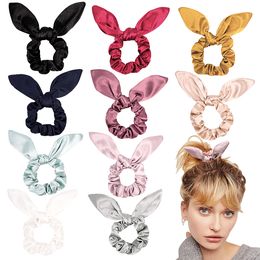 Hair Scrunchies Popular Adjustable Rabbit Ear Hair Ring Fabric iron wire small tie Elastic Hair Bands Women Girls Ponytail Holder 0921A