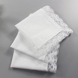 White Lace Thin Handkerchief Woman Wedding Gifts Party Decoration Cloth Napkins Plain Blank DIY Handkerchief 25*25cm SN98