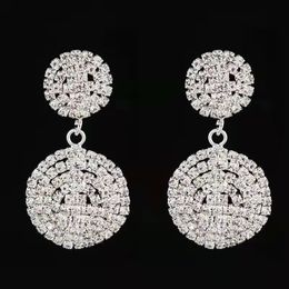 Wholesaout round dangle earrings for women luxury designer bling diamond dangling earrings fashion bridal wedding engagement earring Jewellery