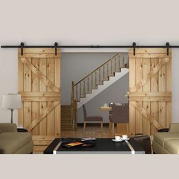 Rustic Steel Black Arrow American Sliding Barn Door Track Kit Stylish Antique Double Wooden Interior