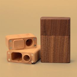 Newest Natural Wooden Dry Herb Tobacco Dugout Storage Box Portable Cigarette Holder Stash Case For One Hitter Smoking Tubes Hot Cake DHL