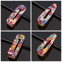 Acrylic Marble Pattern Hair Clip Girls Geometric Shaped BB Hair Clip Retro Barrette Designer Woman Hairpin Accessories HHA-769