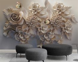 Beibehang Custom wallpaper murals home decor embossed flowers butterfly silk mural 3d living room bedroom TV sofa