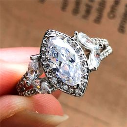 Cute Fashion Female Crystal Zircon Stone Ring 925 Silver Wedding Jewellery Promise Engagement Rings For Women 2019 New Year Gifts