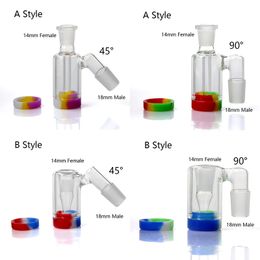 New Glass Ash Catcher Bowl With 10ML Silicone Female Male 14mm 18mm Joint Bubbler Glass Perc Ashcatcher bong ash catcher Silicone Containe