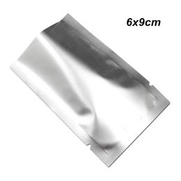 6x9 cm 200 Pieces Matte Open Top Mylar Foil Bags with Notches Silver Vacuum Heat Seal Sample Packets Aluminum Foil Food Storage Pouch