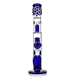 Blue Green Bongs Sarah Bongsplash guard with spiral percolator gla water pipe smoking bubbler grace glass bong