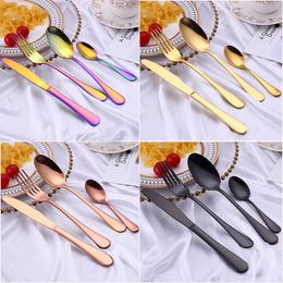 4pcs/set stainless steel flatware sets matte western tableware knife fork spoon teaspoon cutlery set WB1933