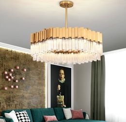 Modern luxury K9 crystal gold chandelier lighting stainless steel chandeliers light living room dinning room bedroom pendant lamps MYY